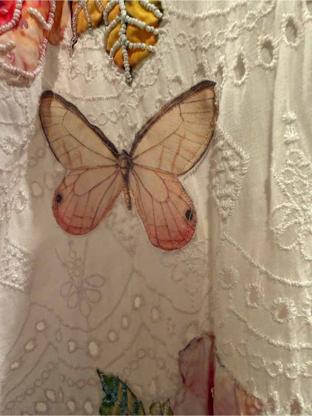 Gypsy Queen Beaded Lace Floral Boho Tunic Top M/L Cottagecore Romantic - Picture 6 of 7